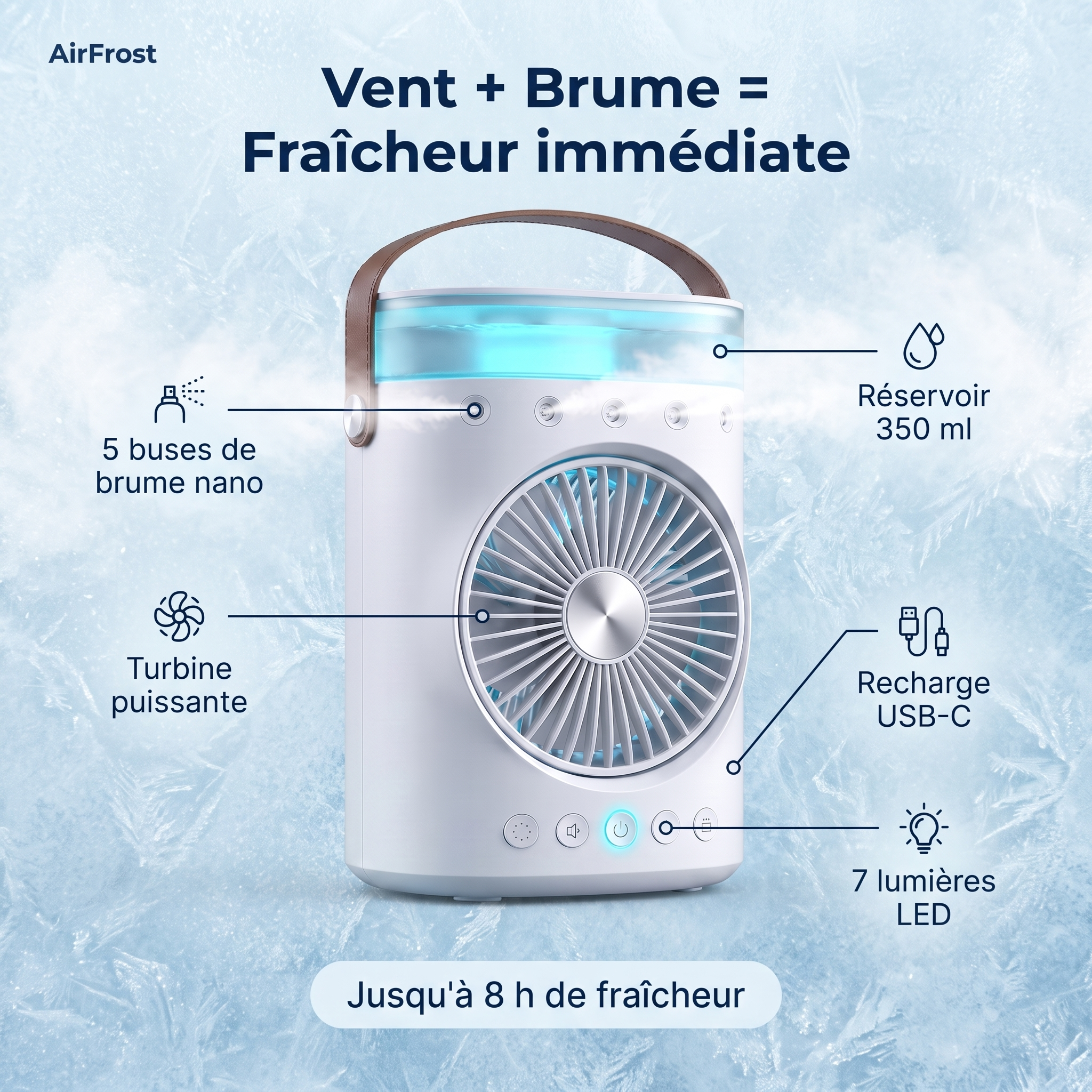 AirFrost — vent et brume, schéma